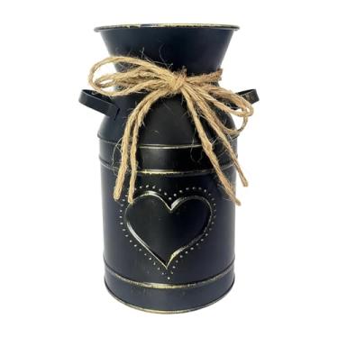 Imagem de Dualoai Jarro Rústico Francês Estilo Campestre, Suporte Decorativo para Flores, Vaso Compacto em Estilo Shabby Chic, Preto