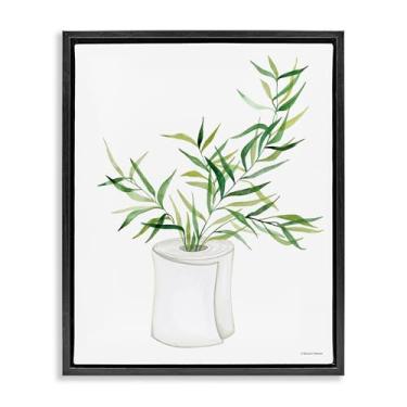 Imagem de Stupell Industries Vaso de planta de papel higiênico preto emoldurado arte de parede em tela, design por Rachel Nieman, 53 x 43 cm