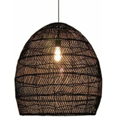 Imagem de WLHAZMWY Candeeiro pendente de vime abajur de vime antigo estilo chinês casa de chá bege luz pendente E27E26BaseLED iluminação de teto de vime (marrom, 60 cm)