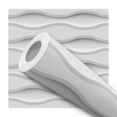 Imagem de Papel de Parede Adesivo Ondas Cinza Moderno Quarto Sala de Estar - Del