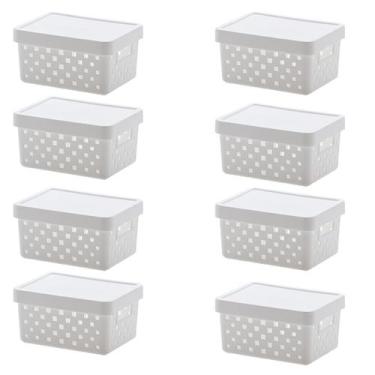 Imagem de Kit 8 Cestos Organizador Quadratta 19x14x10 Branco Paramount