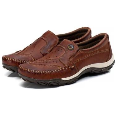Imagem de Mocassim Masculino Couro Confortável Leve Casual - Campero, Marrom, 40