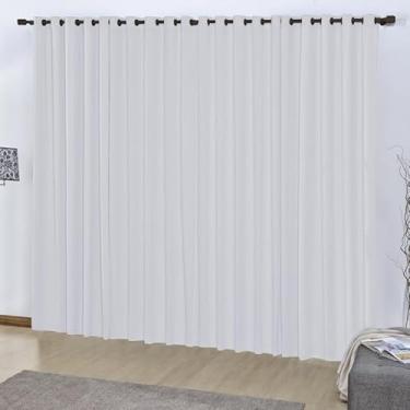 Imagem de Cortina Oxford Premium em Poliéster, 2,80m x 1,80m, com Ilhós, Tecido Duplo, Moderna, para Sala e Quarto (Branco)