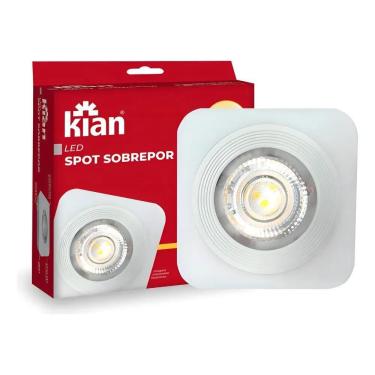 Imagem de Spot Led Sobrepor Quadrado Branco Luz Amarela 5W 3000K Branc