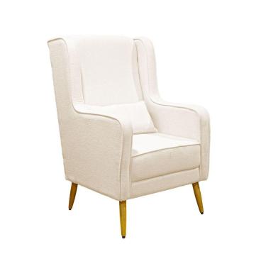 Imagem de Poltrona De Amamentação Pé Palito Eduarda Com Puff Linho Cinza