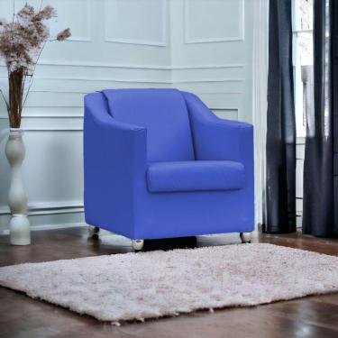 Imagem de Poltrona Mila Corino Cores Pé De Plástico Cromado - Azul-royal, Corino