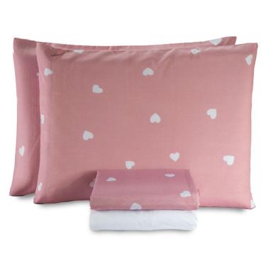 Imagem de Jogo De Lençol Casal Padrão Essencialle 150 Fios 4 Peças - Corações