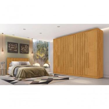 Imagem de Guarda Roupa Casal Ripado 6 Portas 4 Gavetas Oxford-peroba Made Marcs