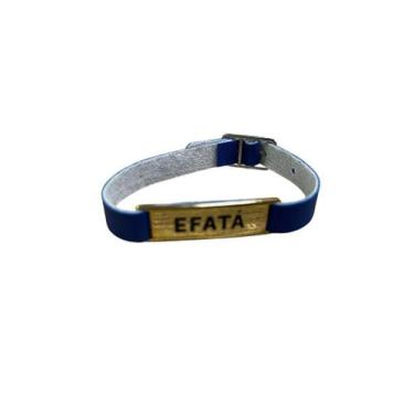 Imagem de Pulseira Efatá Dourada material sintético Azul - 25 Unidades com Detal