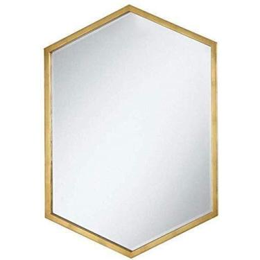 Imagem de Espelho de maquiagem espelho de parede hexagonal espelho de banheiro espelho suspenso | espelho de maquiagem e penteadeira montado na parede | Espelho de parede decorativo moderno | Moldura de metal