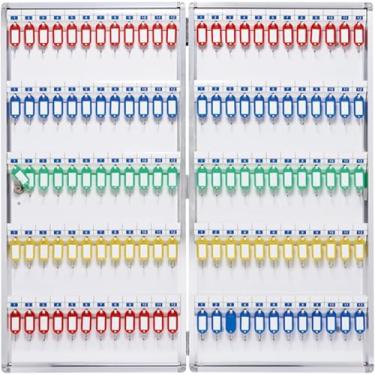 Imagem de Suporte de parede para caixa de chave, armário de chaves, organizador de chaves montável na parede com etiquetas marcáveis, cofre de chave de segurança, porta-chaves para hotéis, escola (120)