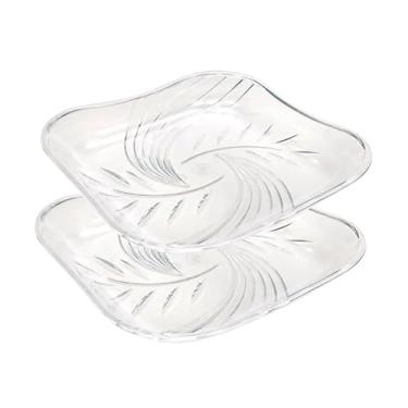 Imagem de Kit Travessa Acrílico Servir Bolos Doces Sobremesas Bandeja Frutas Fruteira Luna Dubai (Luna | Kit 2, G)