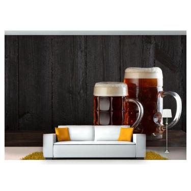 Imagem de Papel De Parede Cerveja Canecas Madeira 3D Al89 - Você Decora