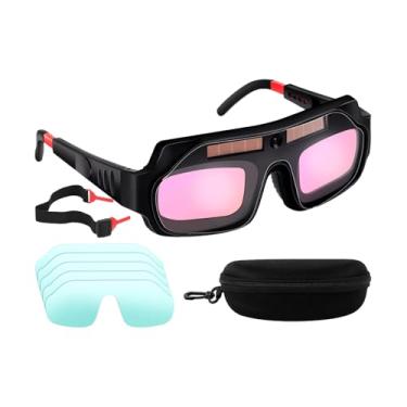 Imagem de Óculos de solda | Óculos de solda com escurecimento automático | Protetor facial ventilado ajustável anti-UV leve para fabricação de construção, corte de metal de trabalho industrial