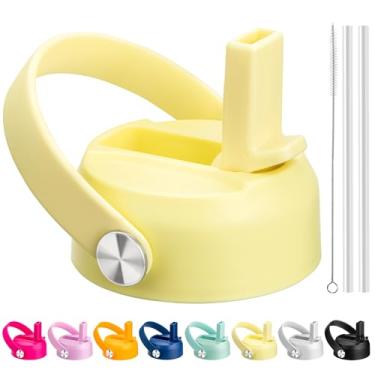 Imagem de Bluwing Tampa de canudo para Hydro Flask boca larga, tampas com canudo para Hydroflask 12 16 18 20 32 garrafas de água de boca larga de 1,134 g, tampa de canudo de substituição (amarelo claro)