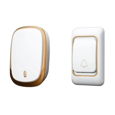 Imagem de Campainha sem Fio, com Alcance de Ate 15m com Bateria, 10 * 10 * 1cm(branca e dourado)