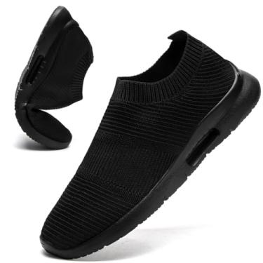 Imagem de ZMBCYG Tênis masculino sem cadarço tênis esportivo leve casual vestido verão praia chinelos, Preto, 41