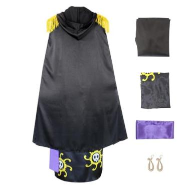 Imagem de GWOKDAN Queen Boa Hancock Cosplay Costume Anime Kimono Dress Cheongsam Cloak Women Halloween Outfits Full Set(S,Black)