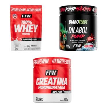 Imagem de FTW Kit Whey Protein 100% 900g Sabor Leite + Creatina Monohidratada 300g + Dilabol Pump Cereja 300g