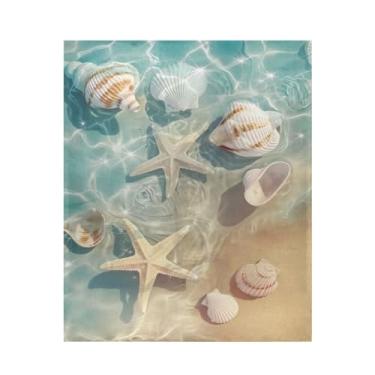 Imagem de ATTX Cobertor de microfibra de veludo com estampa de estrela do mar e concha de verão - Cobertor de cama leve ultra macio para sofá, cama, 127 x 152 cm #5