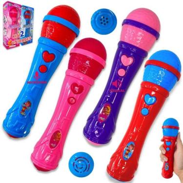 Imagem de Kit 2 Microfones Infantil Brinquedo Musical Som E Voz - Europio