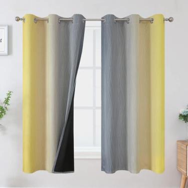 Imagem de Cortinas Blackout Estelar Textiler Ombre Cinza/Amarelo 160x160cm