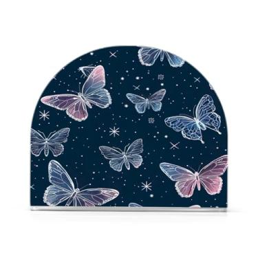 Imagem de Wassud Porta-guardanapos de borboletas e estrelas para mesa, cozinha e jantar, suporte de guardanapo de acrílico para guardanapos de papel, acomodam 50-60 guardanapos decoração de fazenda 1 peça