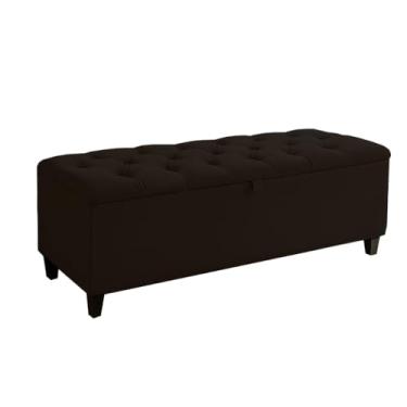 Imagem de Baú Suede Estrutura Madeira Cama Casal Quarto Confortável(marrom)