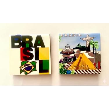 Imagem de Imã de Geladeira de Cerâmica Cristo Redentor/Brasil Moderno. Kit 02 Unidades. Lembrança do Brasil/BRASILMANIA/Presente Colecionável/Turista/Gifts Intercâmbio/Decoração Geladeira/Souvenir do Brasil.