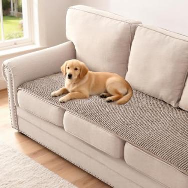 Imagem de H.VERSAILTEX Capa de sofá de chenille de pelúcia para sofá de 3 almofadas, antiderrapante, lavável, protetor de móveis macio e durável para cães, gatos e crianças (69,8 cm x 149,9 cm, areia cubana)