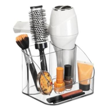 Imagem de Organizador Porta Maquiagem Secador Escova Multiuso Cosméticos Batom Esmalte Pinceis Divisórias