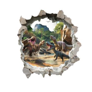 Imagem de MaiKeAYang Decalques de parede 3D murais removíveis vinil paredes decorações dinossauro para sala de estar quartos de bebê quarto banheiro casa parede decoração DIY