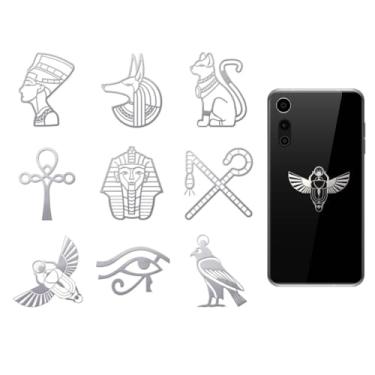 Imagem de OLYCRAFT 9 peças de adesivos de metal prata Egito Esfinge adesivo de metal adesivos adesivos decorativos escaravelho besouro epóxi adesivos pirâmide decalques para scrapbooks DIY decoração de resina
