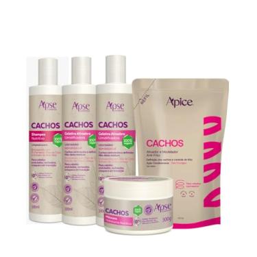 Imagem de Kit Shamp, Cond, Gelatina, Máscara e Refil Ativador 500g cachos Apice