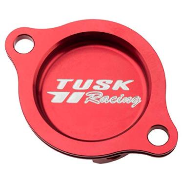 Imagem de Tusk Tampa de filtro de óleo de alumínio vermelha compatível com Honda CRF150R 2007-2009, 2012-2026/CRF150R Expert 2007-2009, 2012-2026