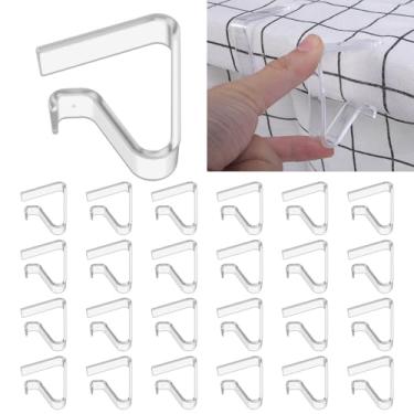 Imagem de Neyauo 24 clipes transparentes de suporte de toalha de mesa para mesas grossas, clipes de toalha de mesa de plástico à prova de vento, grampos de capa de mesa para Natal, festa de casamento