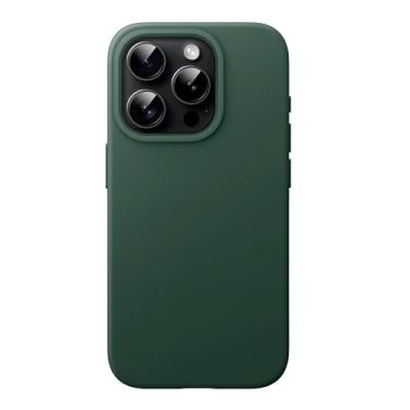 Imagem de JETech Capa de Silicone para iPhone 15 Pro Max 6,7 Polegadas, Case Protetora para Corpo Inteiro com Toque Suave e Sedoso, Capinha à Prova de Choque com Forro de Microfibra (Verde Meia-Noite)