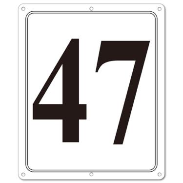 Imagem de i-CowFun Placa numerada de metal premium ao ar livre, refletiva de 30,5 x 25,4 cm grandes placas de alumínio 47 para estacionamento, quadra de tênis, campo, armazém, corredor, edifício, doca, alta