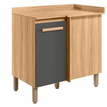 Imagem de Balcão de Canto 1 Porta (Com Tampo) 88cm Intenza Freijo/Chumbo - SSX M