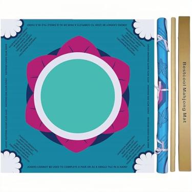 Imagem de Tapete de Mahjong antiderrapante com regras, capa de mesa de redução de ruído para jogos de Mahjong, pôquer, cartas, tabuleiro e azulejos (verde-A, 80 cm x 80 cm)