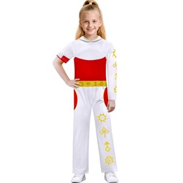 Imagem de ESDFGHOP Fantasia de zumbis para meninas, para crianças, Nova Halloween, cosplay, 1 peça, macacão com capuz, roupa para 5 a 12 anos