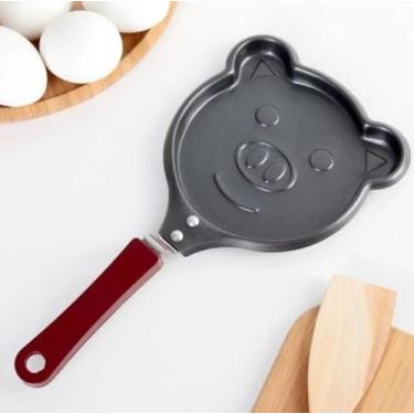 Imagem de Mini Frigideira Panquequeira Formato de Animais, Antiaderente, Aço Carbono, 12cm Diâmetro, Cabo Ergonômico, Sortido