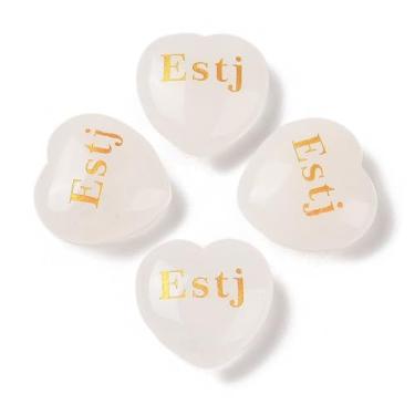 Imagem de Estatuetas MBTI de cristal de quartzo natural com gravação de coração estátuas com cristais de cura para decoração de mesa de escritório em casa, 30 x 30 x 12,5 ~ 13 mm