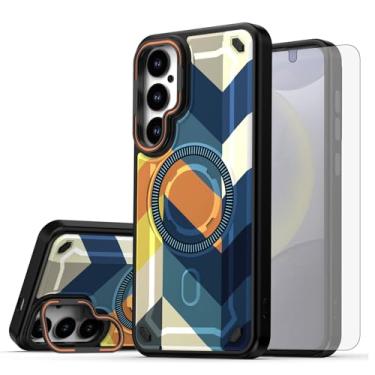 Imagem de Asuwish Capa de celular para Samsung Galaxy S24/S25 5G capa magnética com protetor de tela de vidro temperado e suporte rígido híbrido de carregamento sem fio pintado S 24 24S 25 25S G5 SM-S931U