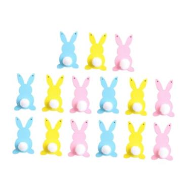 Imagem de Fancyes Conjunto de 15 peças de coelhos de madeira inacabados para decoração de Páscoa, elegantes enfeites de primavera e Páscoa, blocos de para parede