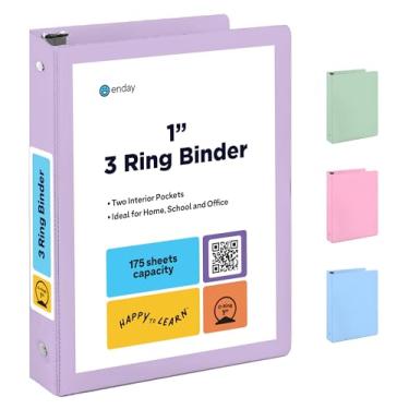 Imagem de Enday Fichários de 2,5 cm, 3 anéis (roxo pastel) 3 fichários de 2,5 cm, capa transparente para papel de carta de 21 x 28 cm e 2 bolsos internos, ideal para material escolar, escritório e casa.
