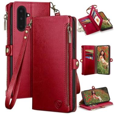 Imagem de XcaseBar Capa carteira compatível com Samsung Galaxy A17 5G com zíper para cartão de crédito 【bloqueio RFID】, capa flip fólio de couro PU à prova de choque feminina masculina para Samsung A17 capa