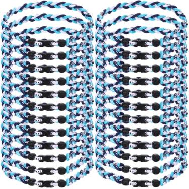 Imagem de Zeyune 24 colares de beisebol de 45,7 cm para meninos, três cordas, trançadas, tornado, titânio, beisebol, esportivo, masculino (azul, branco, preto)