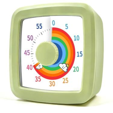 Imagem de MEPHILIMIA Temporizador visual verde com contagem regressiva de 60 minutos, temporizador de mesa, ferramentas de gerenciamento de tempo infantil com operação silenciosa, temporizador pomodoro para