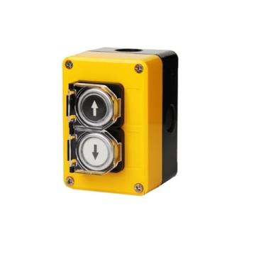 Imagem de KKFAUS Duas posições 2P botão interruptor controle caixa de plástico amarelo à prova d'água plástico sem NC momentâneo redefinir uso elétrico (tampa para cima)